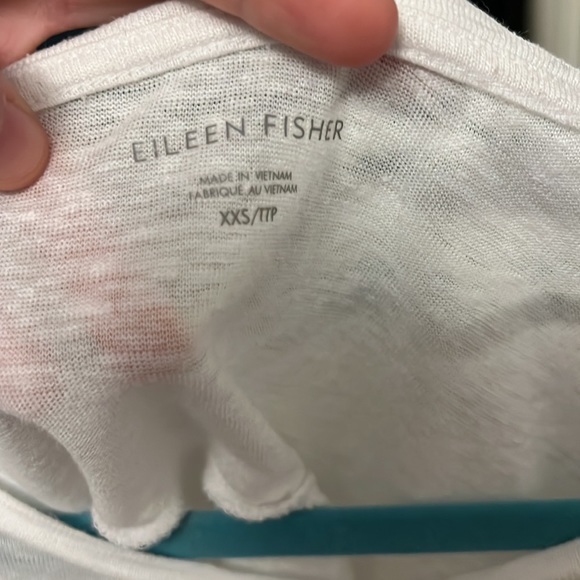 Eileen Fisher organic linen jersey shirred-back box top in  white, size xxs - Picture 6 of 8